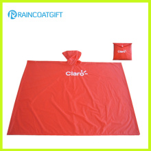 Kundenspezifisches Logo druckte roten einfachen Plastik-PVC-Regenmantel